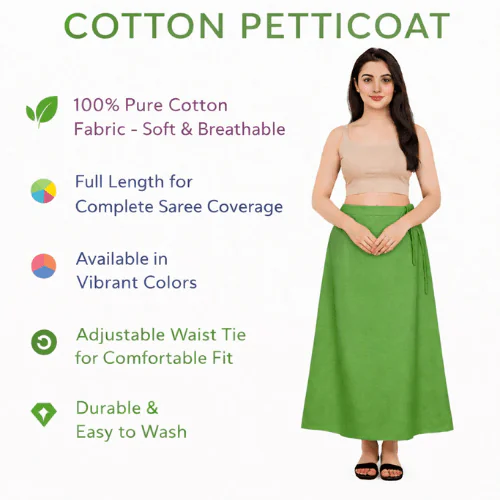 Resma Petticoat 100% Pure Cotton Petticoat, Free Size (Muliticolor, Pack of 2) - Image 3