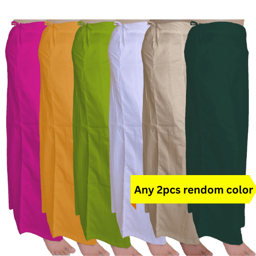 Resma Petticoat 100% Pure Cotton Petticoat, Free Size (Muliticolor, Pack of 2)