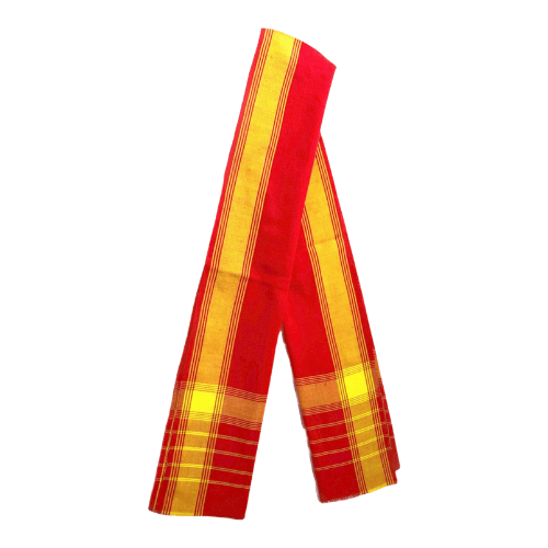Traditional Assamese Deori Gamusa | Red & Yellow Handwoven Gamcha