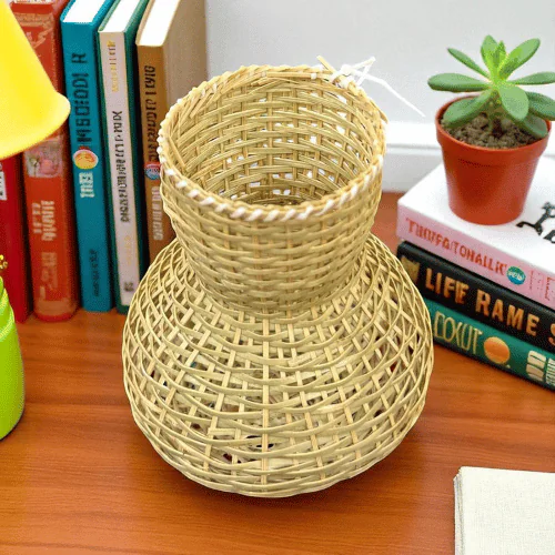 Handcrafted Bamboo Flower Vase & Pen Stand | Assamese Khaloi Craft - Image 3